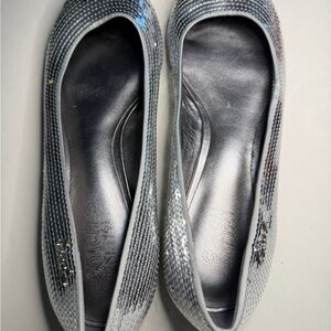Coach Metallic Silver Sequin Flats